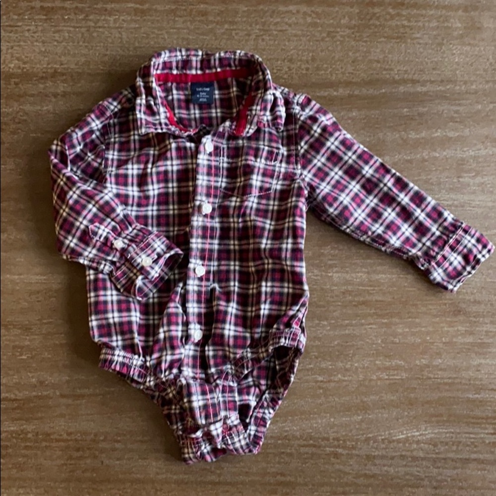 Baby boy’s plaid button up bodysuit